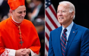 Cardenal Matteo Zuppi. Cru00e9dito: Daniel Ibu00e1u00f1ez - ACI Prensa. / Joe Biden. Cru00e9dito: The White House (CC BY 3.0 US) 