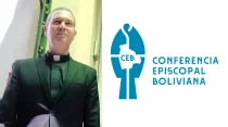 Monsenor Jordi Bertomeu. Crédito: Comunicaciones Misión Pastoral de Osorno / Logo del Episcopado Boliviano. Crédito: ceb.bo
