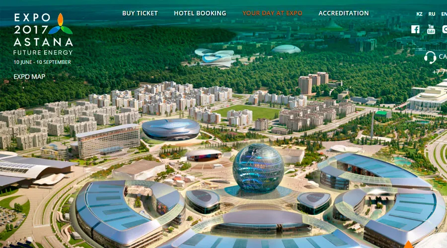 Expo 2017 Astana. Captura pantalla sitio web