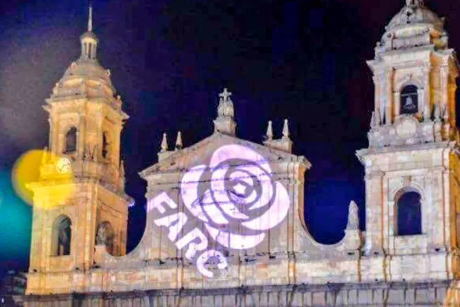Controversia en Colombia por proyección del logo de las FARC en Catedral de Bogotá