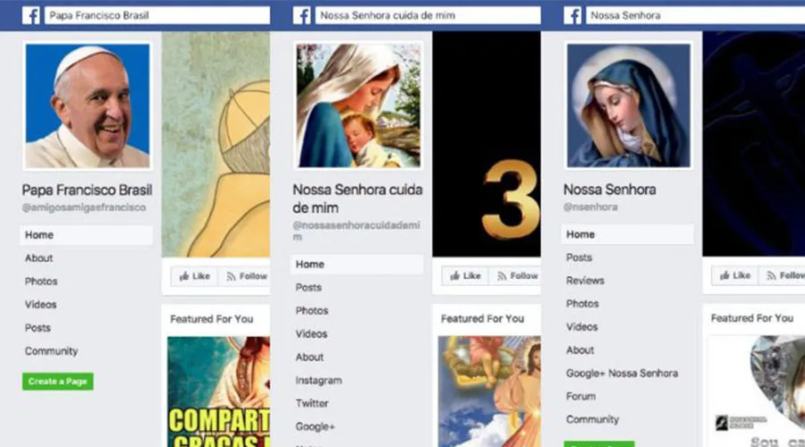Captura de pantalla de algunas páginas católicas afectadas por el bloqueo de Facebook. Foto: ChurchPop.com?w=200&h=150