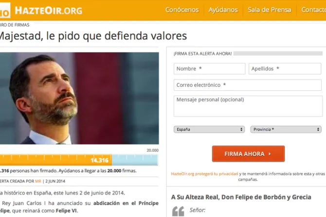 Miles piden a nuevo Rey de España defender la vida, la familia y la libertad religiosa