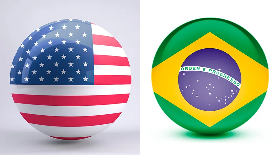 Banderas de Estados Unidos y Brasil / Crédito: Pixabay?w=200&h=150