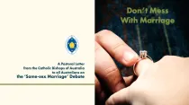Portada del folleto “No se metan con el matrimonio”. Imagen: Arquidiócesis de Hobart.