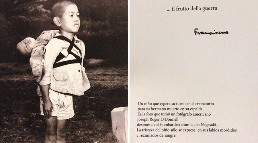 Fotografía del niño de Nagasaki y el texto del Papa. Foto: Vatican Media?w=200&h=150