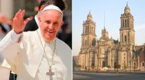 Foto :Papa Francisco y la Catedral de México / Crédito :ACI Prensa - Wikipedia Carlos Martínez Blando (CC-BY-SA-3.0)