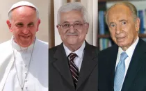 Papa Francisco / Mahmoud Abbas / Shimon Peres (Fotos ACI Prensa/ Lawrence Jackson / David Shankbone)