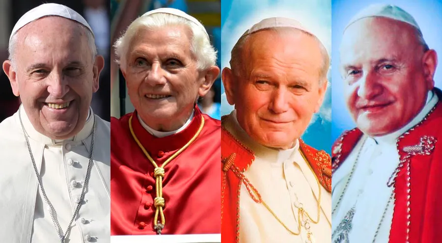 Francisco / Benedicto XVI / San Juan Pablo II / San Juan XXIII. Foto ACI Prensa?w=200&h=150