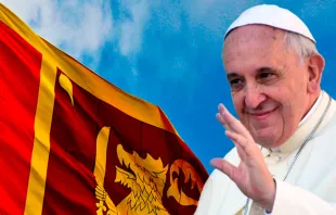 Papa Francisco. Foto: Daniel Ibáñez - ACI Prensa / Bandera de Sri Lanka. Foto: Flickr Nazly Ahmed (CC-BY-NC-SA-2.0) 