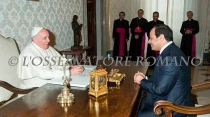 Papa Francisco y Presidente de Egipto, Abdel Fattah Al-Sisi (Foto: Lu00b4Osservatore Romano)