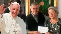 Papa Francisco / Amaro y Josefa con la carta recibida del Santo Padre. Fotos: Daniel Ibañez (ACI Prensa) / Diócesis Getafe. 