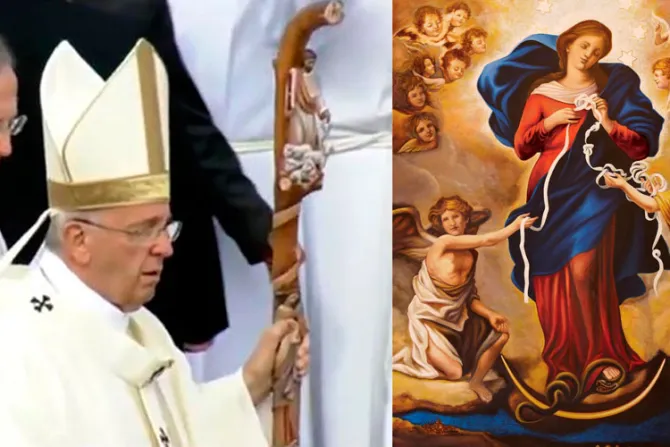 El Papa usa báculo inspirado en Virgen Desatanudos en Misa que presidió en Bolivia