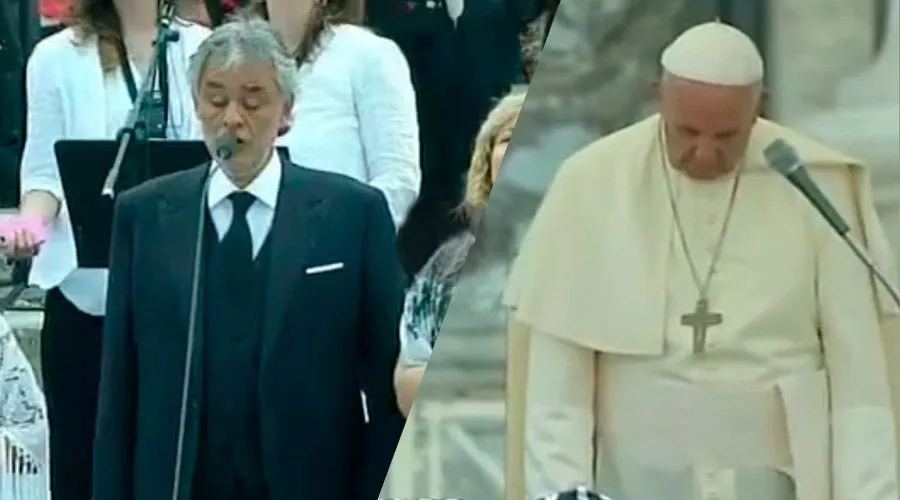 [VIDEO] Andrea Bocelli conmueve al Papa Francisco al cantar Amazing Grace