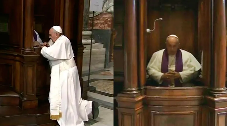 El Papa Francisco se confiesa y confiesa en la Basílica de San Pedro. Imagen captura de CTV?w=200&h=150