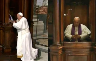 El Papa Francisco se confiesa y confiesa en la Basu00edlica de San Pedro. Imagen captura de CTV 