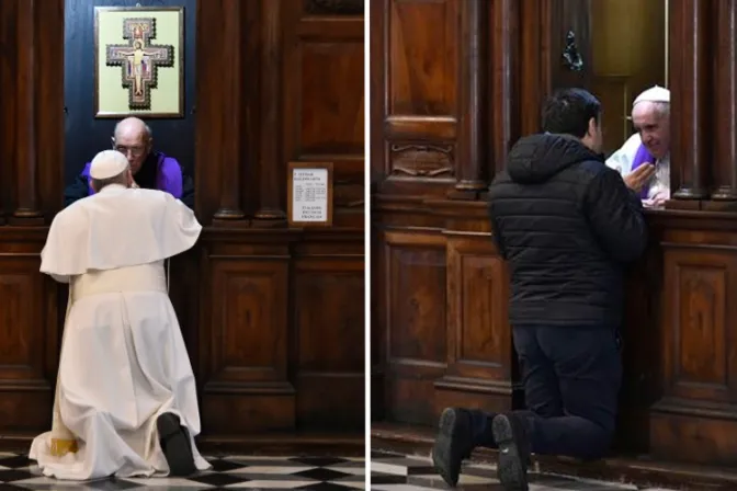 FOTOS: El Papa Francisco se confiesa y confiesa a sacerdotes por Cuaresma