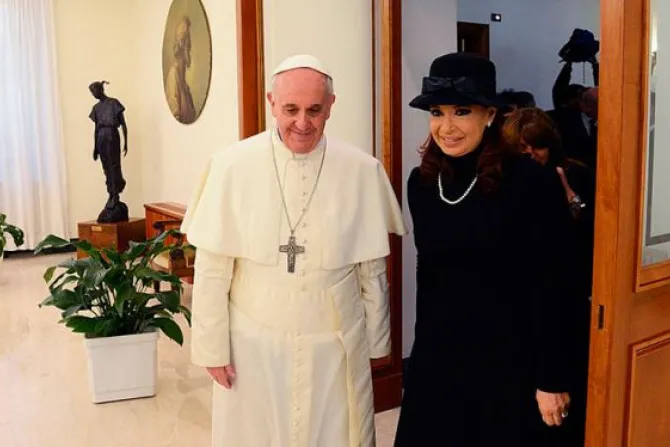 El Papa Francisco almuerza este sábado con Cristina Fernández, Presidenta de Argentina