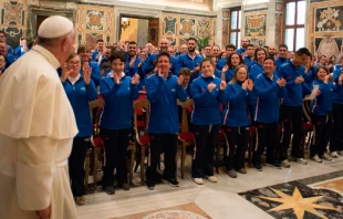 El Papa Francisco en el encuentro de esta mau00f1ana. Foto L'Osservatore Romano 