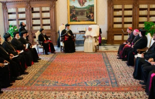 El Papa Francisco en el encuentro con los ortodoxos esta mau00f1ana. Foto L'Osservatore Romano 