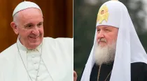 Papa Francisco - Crédito:Vatican Media / Patriarca Kirill de Moscú - Wikipedia Serge Serebro Vitebsk Popular News