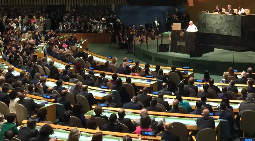 El Papa Francisco ante la Asamblea General de la ONU / Foto: Alan Holdren (ACI Prensa)?w=200&h=150