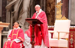 El Papa Francisco pronuncia la homilu00eda en Pentecostu00e9s. Foto: Daniel Ibu00e1u00f1ez / ACI PRensa 