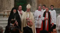 El Papa Francisco durante la celebración en el 2016 de las Vísperas de Solemnidad de la Conversión de San Pablo / Foto: Daniel Ibáñez (ACI Prensa)