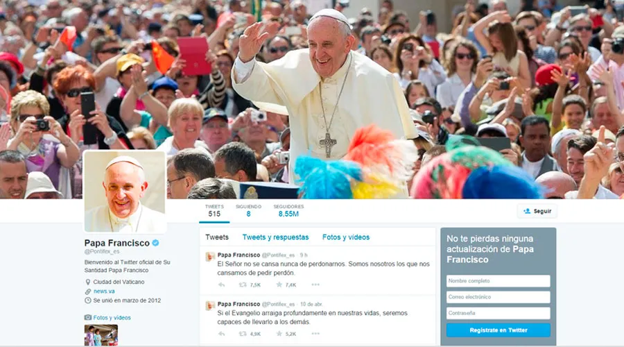 Twitter del Papa Francisco / Foto: Captura de pantalla