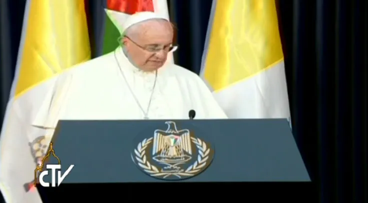 El Papa Francisco dirige su discurso a las autoridades palestinas / Foto: Captura Youtube (CTV)?w=200&h=150