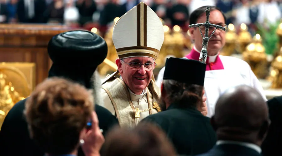 El Papa Francisco en la Basílica de San Pedro en la celebración de hoy. Foto Daniel Ibáñez / ACI Prensa