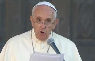 Papa Francisco en encuentro con trabajadores en Turu00edn. Foto: Captura de video / CTV. 