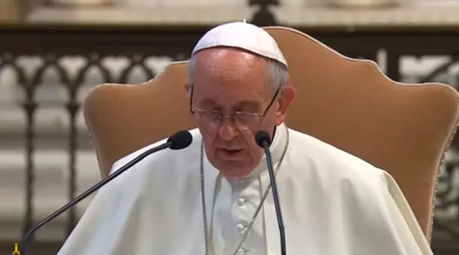 El Papa Francisco en la Basílica papal de San Juan de Letrán hoy. Captura Youtube CTV
