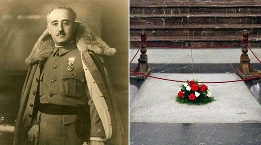 Francisco Franco (izq) y la tumba donde reposaban sus restos hasta el pasado 24 de octubre en el Valle de los Caídos. Crédito: Wikipedia. ?w=200&h=150