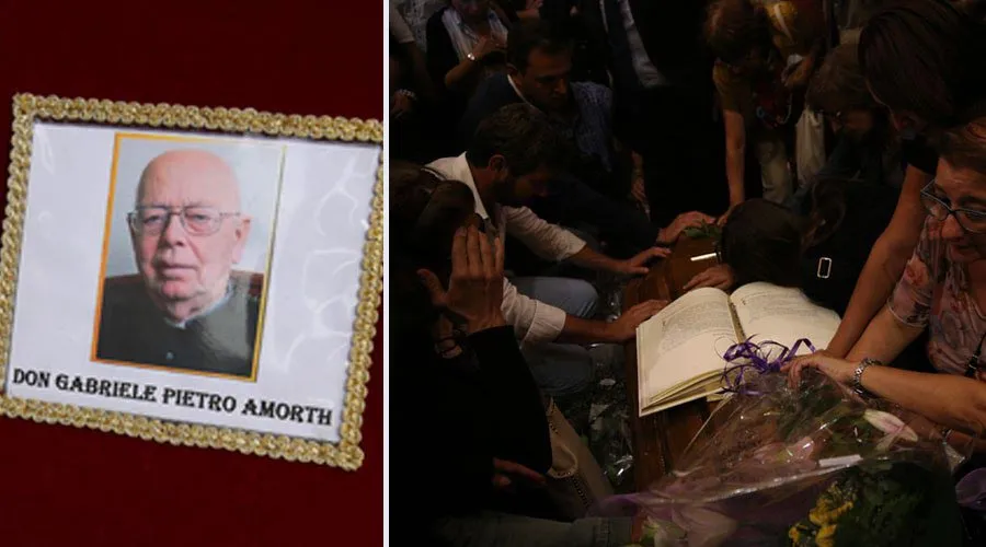 Fotos del funeral del P. Gabriele Amorth. Crédito: Daniel Ibáñez (ACI Prensa)