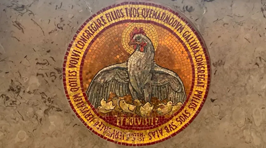 ¿Por qué se representa a Jesús como una gallina en una iglesia en Jerusalén?