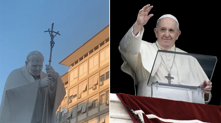 Hospital Gemelli. Foto: Courtney Mares / ACI Prensa. Papa Francisco en el Ángelus. Foto: Vatican Media