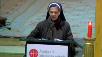La Hermana Gloria Cecilia Narváez en la Noche de los Testigos de ACN. Crédito: Arquidiócesis de Madrid