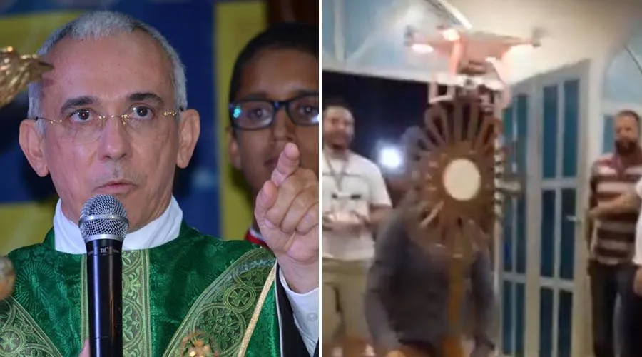 Mons. Henrique Soares da Costa - Drone con la Eucaristía / Foto: Diócesis de Palmares - Captura Video