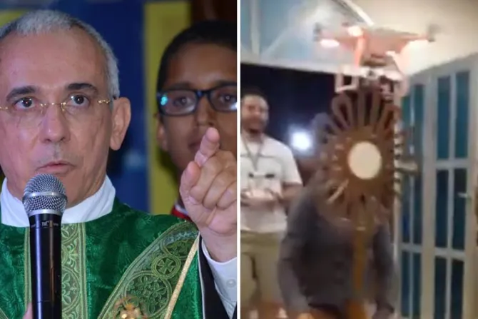 Obispo condena abusos litúrgicos, como la procesión de la Eucaristía en un dron 