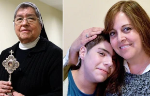 Hermana Patricia Olivares - Sebastiu00e1n y su madre Veru00f3nica / Foto: Comunicaciones Arzobispado de Santiago 