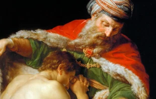 El retorno del  Hijo Pru00f3digo. Pintura de Pompeo Batoni. Cru00e9dito: Dominio pu00fablico 