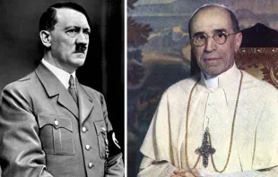 Adolf Hitler. Foto: Das Bundesarchiv (CC-BY-SA 3.0) / Papa Pío XII. Foto: Dominio Público - Wikipedia. 