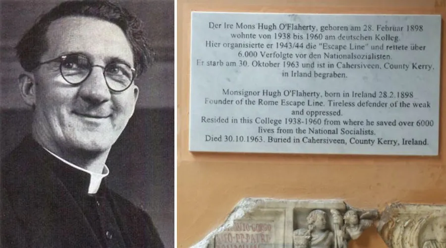 Hugh O’Flaherty. Foto: Wikipedia/Molière (CC BY-SA 3.0) / Placa conmemorativa en el Vaticano. Foto: Embajada de Reino Unido en la Santa Sede.?w=200&h=150