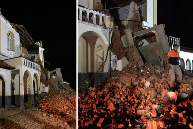 Colapsa torre y fachada de histórica iglesia tras fuertes lluvias en Río de Janeiro