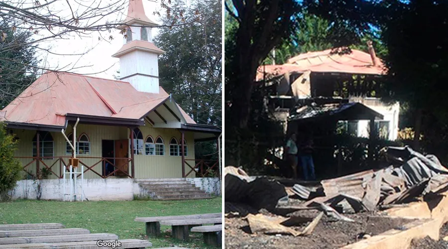 Foto: Iglesia quemada en Chile / Crédito: Obispado de Villarrica?w=200&h=150