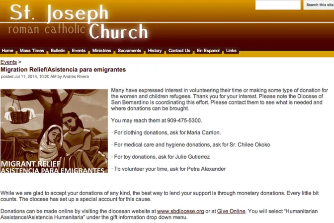Estados Unidos: Niños migrantes son albergados en iglesia de Fontana