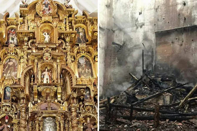 VIDEOS: Fieles ayudan a sofocar incendio y rescatan imágenes en iglesia de Cusco