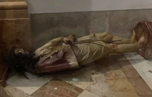 Imagen de Cristo profanada en Jerusalu00e9n. Cru00e9dito: Youtube P. Josu00e9 de Jesu00fas Aguilar Valdu00e9s 