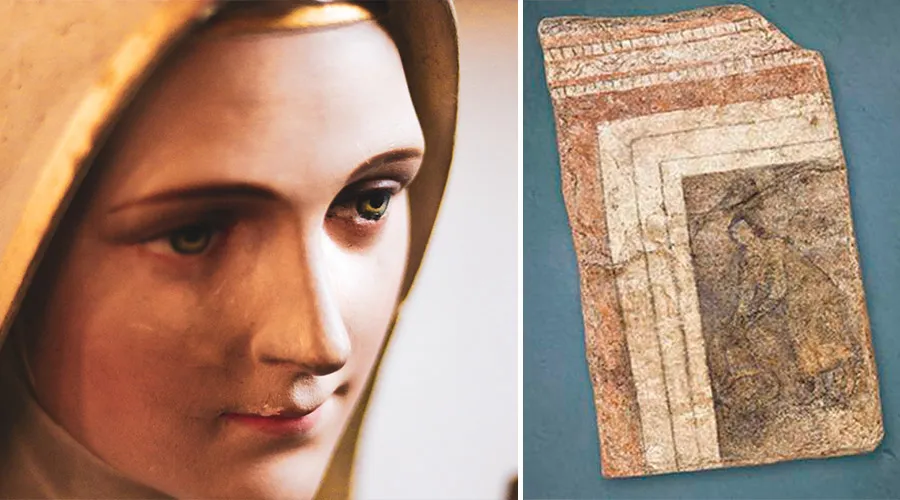 Presunta imagen de la Virgen María en la iglesia Dura-Europos / Crédito: Yale University Art Gallery y Unsplash