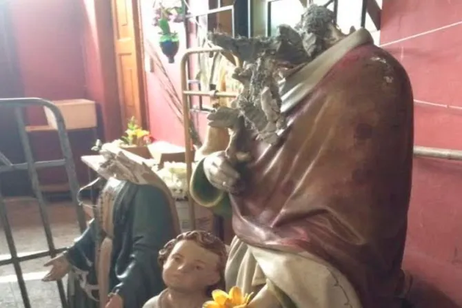 Arrestan 3 sujetos que decapitaron imágenes de la Virgen María y San José